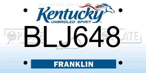 BLJ648 Kentucky License Plate