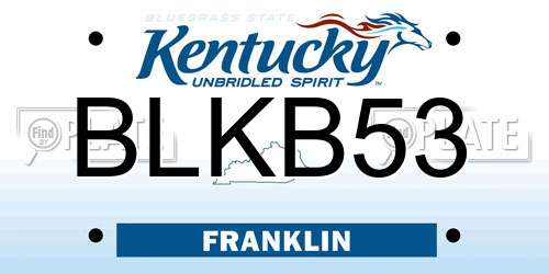 BLKB53 Kentucky License Plate