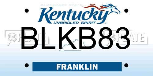 BLKB83 Kentucky License Plate