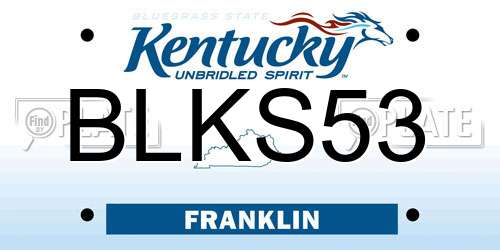 BLKS53 Kentucky License Plate