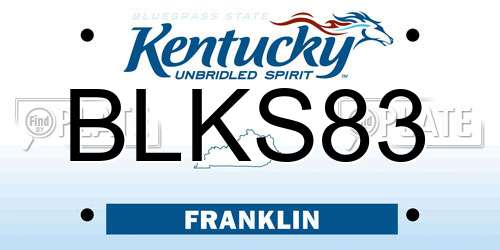 BLKS83 Kentucky License Plate