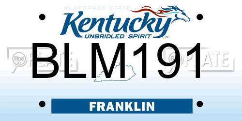 BLM191 Kentucky License Plate