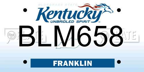 BLM658 Kentucky License Plate