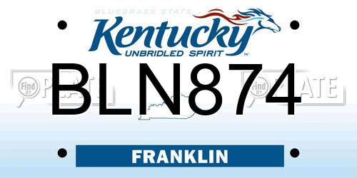 BLN874 Kentucky License Plate