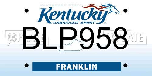 BLP958 Kentucky License Plate