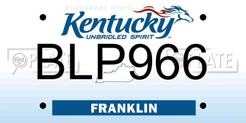 BLP966 Kentucky License Plate
