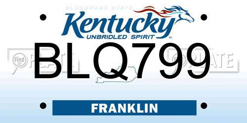 BLQ799 Kentucky License Plate