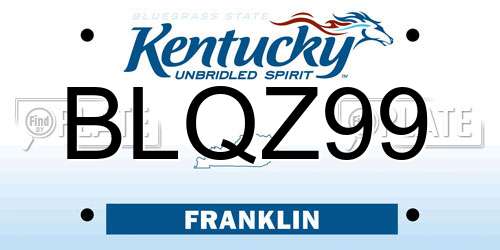 BLQZ99 Kentucky License Plate