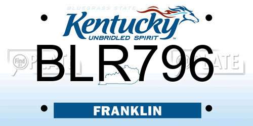 BLR796 Kentucky License Plate