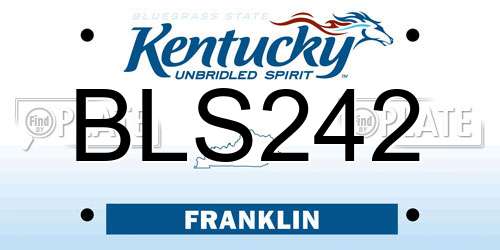 BLS242 Kentucky License Plate
