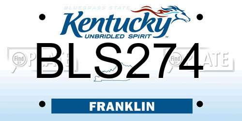 BLS274 Kentucky License Plate