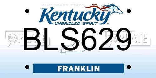 BLS629 Kentucky License Plate