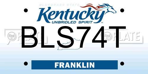 BLS74T Kentucky License Plate