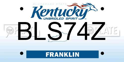 BLS74Z Kentucky License Plate