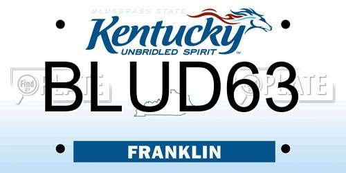 BLUD63 Kentucky License Plate