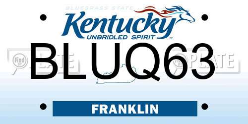 BLUQ63 Kentucky License Plate