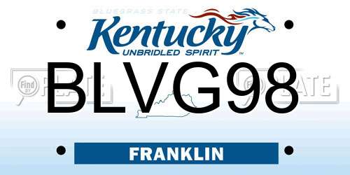 BLVG98 Kentucky License Plate