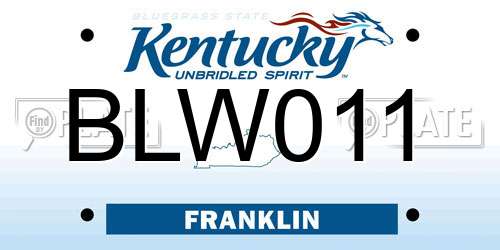 BLW011 Kentucky License Plate