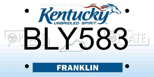 BLY583 Kentucky License Plate