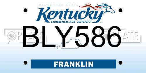 BLY586 Kentucky License Plate