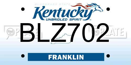 BLZ702 Kentucky License Plate