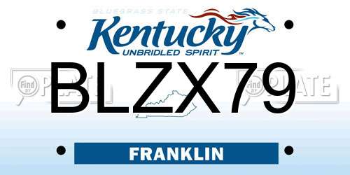 BLZX79 Kentucky License Plate
