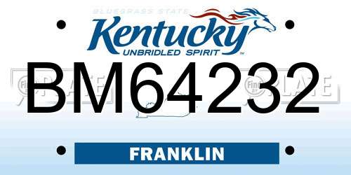 BM64232 Kentucky License Plate