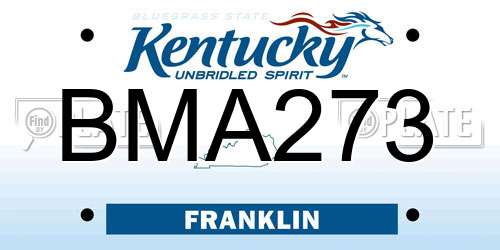 BMA273 Kentucky License Plate