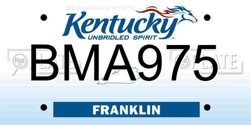 BMA975 Kentucky License Plate