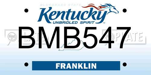 BMB547 Kentucky License Plate