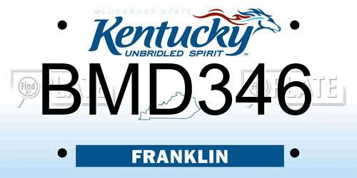 BMD346 Kentucky License Plate
