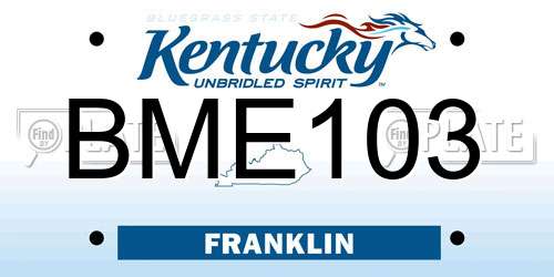 BME103 Kentucky License Plate