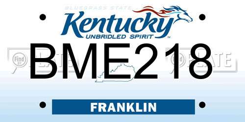 BME218 Kentucky License Plate