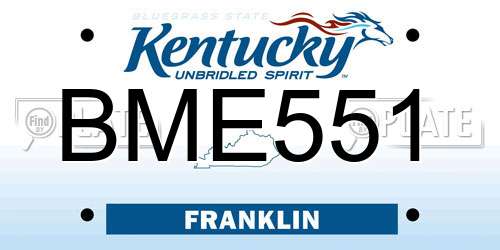 BME551 Kentucky License Plate