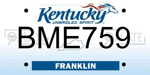 BME759 Kentucky License Plate