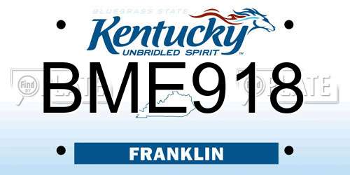 BME918 Kentucky License Plate