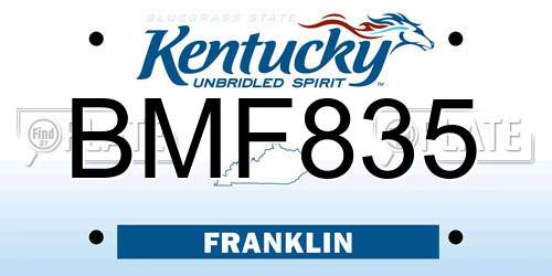 BMF835 Kentucky License Plate