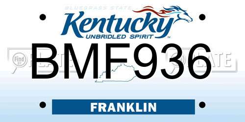 BMF936 Kentucky License Plate