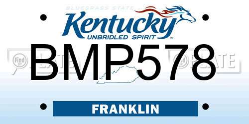 BMP578 Kentucky License Plate