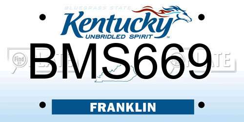 BMS669 Kentucky License Plate