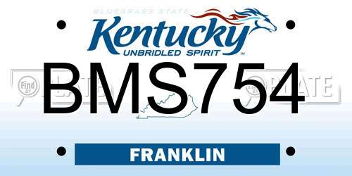 BMS754 Kentucky License Plate