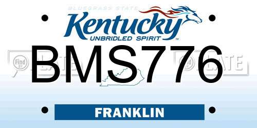 BMS776 Kentucky License Plate