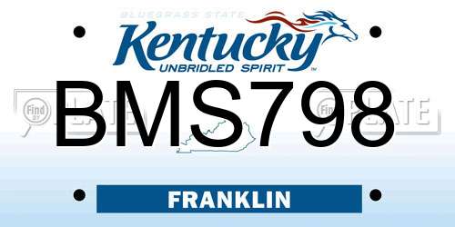 BMS798 Kentucky License Plate