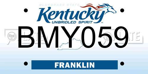 BMY059 Kentucky License Plate