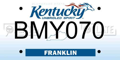 BMY070 Kentucky License Plate