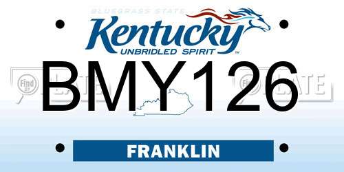 BMY126 Kentucky License Plate