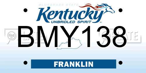 BMY138 Kentucky License Plate