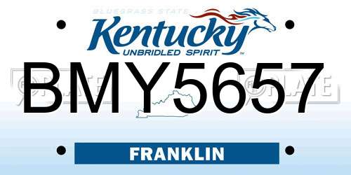 BMY5657 Kentucky License Plate