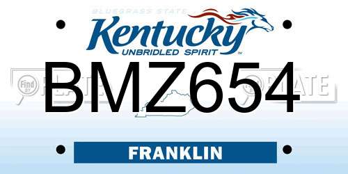 BMZ654 Kentucky License Plate