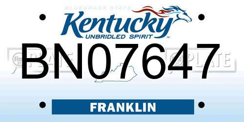BN07647 Kentucky License Plate